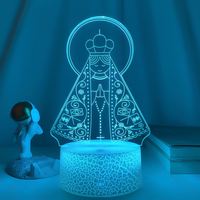 Jésus 3D Led Acrylique Veilleuse Lady Aparecida pour Église Décoration Lumières Cool Cadeau pour Foi LED Lampes De Table