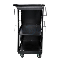 Chariot de soudage en acier à 3 niveaux, chariot universel à roulettes pour soudeuse MIG, chariot pour bouteilles de gaz avec 2 chaînes en zinc, roues solides de 7 pouces