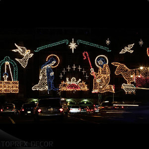 Décoration 2D personnalisée éclairage vente d'usine grande lumière de noël led extérieur ensemble led nativité de jésus motif lumières - Product Image 1