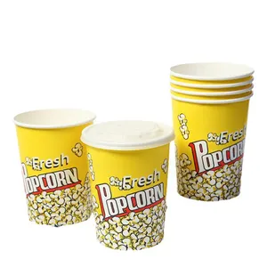 Personnalisé biodégradable réutilisable beau pop-corn poulet frit seau en papier or dessin animé pop-corn jumbo seau gobelets en papier