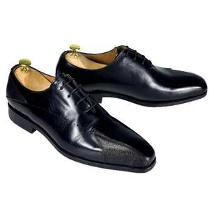 Chaussures de mariage et de cérémonie pour hommes, en cuir italien luxueux, fabriquées à la main, de couleur noire, nouvelle collection, style Oxford. - Product Image 6