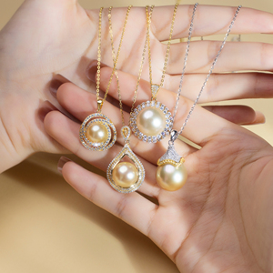 Joyería de perlas de agua de mar natural, collar de perlas de Tahití de oro de Mar del Sur redondo de plata 925 para mujer - Product Image 1