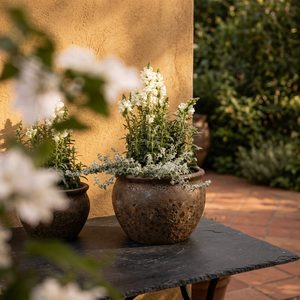 Rustic Textured Metal Planter Pot for Indoor Outdoor Home Garden <b>Flower</b> Plant <b>Display</b> Large Decorative Plant Holder - Product Image 3
