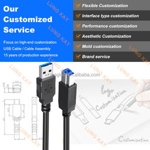 LUNG KAY 1M 2M 3M Wholesale <b>Printer</b> Usb 3.0 Data <b>Printer</b> Cable Copper 5Gbps Transfer Speed Black Am to Bm <b>Printer</b> Cable - Product Image 4