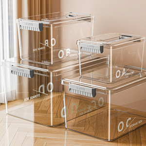 Stackable Large <b>Plastic</b> <b>Containers</b> Clear Storage Bins with <b>Lids</b> and Handle for Snacks - Product Image 1