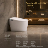 Toilette en céramique à chasse d'eau automatique intelligente avec bidet électronique, siège chauffant, sécheur d'air et télécommande