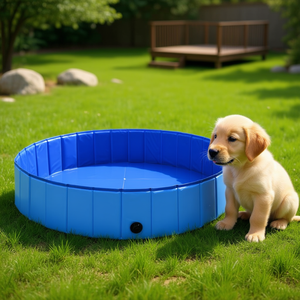 Piscina plegable de PVC azul para perros para ejercicio acuático canino - Product Image 2