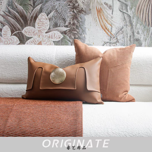 RUIYI High-quality <strong>Orange</strong> Coffee Color Living Room Simple <strong>Pillow</strong> <strong>Pillow</strong> Cover Modern High-end Ins Sand Hair <strong>Pillow</strong> Cover - Product Image 3