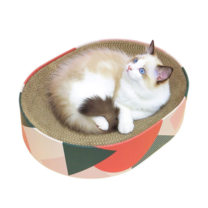 Rascadores para Gatos de Cartón Corrugado Ovalados de Primera Calidad al por Mayor OEM, Rascador Redondo para Gatos - Product Image 1