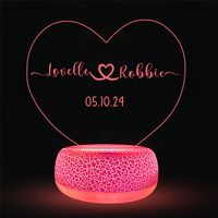 Lampe de nuit à illusion 3D personnalisée avec nom, lampe optique holographique, lampe de chevet LED RGB, meilleur cadeau pour la Saint-Valentin, anniversaire
