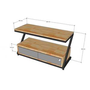 Table de chevet à deux niveaux, meuble en métal, structure en métal, MDF, personnalisable, design moderne minimaliste, conception à 2 niveaux, OEM/ODM - Product Image 6