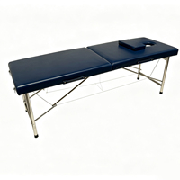 Table de massage pliante de luxe à 2 sections avec pieds en acier inoxydable, table professionnelle pour salon et spa