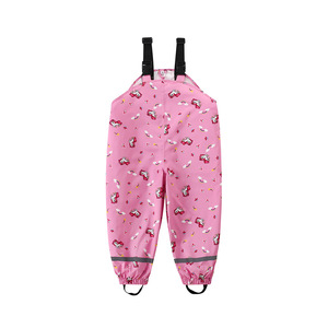 Pantalon de pluie intégral pour enfants, style bavoir, imperméable, pour activités de plein air et randonnée, avec motif de dessin animé, OEM - Product Image 3