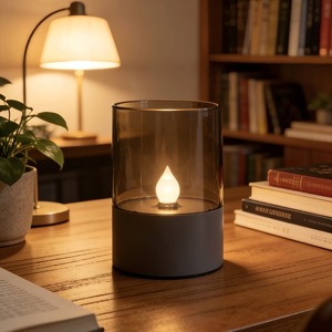 Xinhuiyuan Solar <b>Teacup</b> Lamp Reddish Brown LED <b>Candle</b> Light Inductive Switch Bedroom Ambient Home Decor - Product Image 3