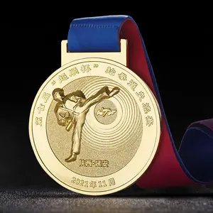 Grosir medali kustom murah campuran seng kosong 3d medali lari maraton medali olahraga logam medali sepak bola basket dengan pita