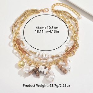 Collares de Perlas de Varias Capas de Moda Kaimei <span class=keywords><strong>2026</strong></span>, Collares de Cuentas Hechos a Mano con Concha de Coco, Collares con Colgante de Lujo Retro de Vidrio y Perlas - Product Image 6
