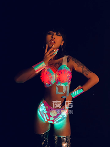 Set da ballo per donna adulta per discoteca e palcoscenico, con LED, ispirato al futurismo tecnologico, 100% poliestere, per ballo con strobo ad alta intensità - Product Image 3