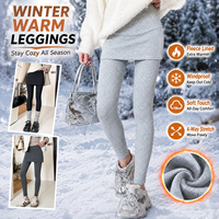 Legging de yoga 2-en-1 gris clair pour femme, doublé polaire, thermique, taille haute, coupe ajustée, effet galbant, logo personnalisé