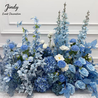 Boule de fleurs JINDY tendance de haute qualité, bleu clair et blanc, pour décoration de mariage et arrangement d'allée - Grande vente