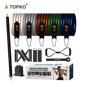 TOPKO 2023 New Design Office Set Latex 11Pcs Yoga Pilates Abs Exercise Gym Resistance Bands Fitness Tube Workout