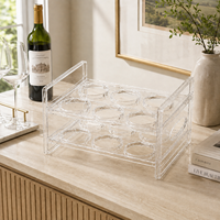 Boîte organisatrice en acrylique personnalisée avec bordure étoilée à pois noirs et panneaux emboîtables pour cadeaux en gros