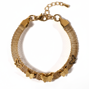 Nueva moda Wantch Band mariposa Torre Eiffel perla pequeño espejo accesorios chapado en oro titanio acero cadena pulseras - Product Image 1