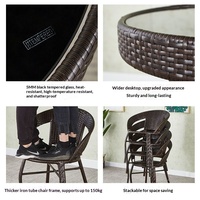 Ensemble de 3 pièces en rotin, chaise et table, noir et blanc, meubles de patio en osier, utilisation intérieure et extérieure, table à thé de balcon, ensemble bistrot, jardin