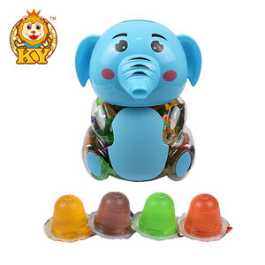 Bonbons sucrés en <span class=keywords><strong>gelée</strong></span> et en pudding à saveur fruitée, emballés dans un pot en plastique en forme d'éléphant de dessin animé - Product Image 1