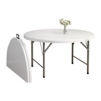 Table pliante ronde en plastique de 48 pouces, fabrication directe d'usine OEM ODM, table de banquet portable pour patio, barbecue, fête, camping, événement