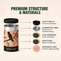 Emballage personnalisé écologique et recyclable en carton kraft pour bâtonnets alimentaires, café, thé, sel, boîte cylindrique en papier cartonné