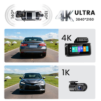 Cámara para Auto 4G +4K+1080P con Doble Lente, Wifi, GPS, Funciones BSD y ADAS, Compatible con Tarjeta de hasta 512 GB, Sensor G, Monitor de Estacionamiento, DVR para Auto 4G