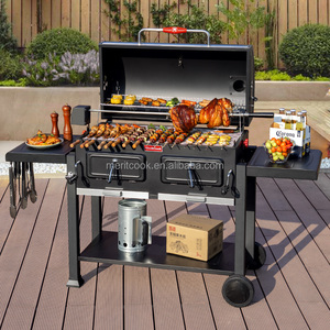 Griglia BBQ a Carbone Multifunzione Grande <span class=keywords><strong>da</strong></span> Esterno con Carrello e Griglia a Rete Migliorata, con <span class=keywords><strong>Girarrosto</strong></span> Opzionale - Product Image 2