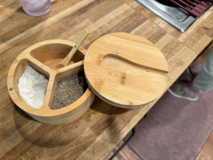 Salt Cellar Salt <b>Container</b> Holder with Swivel Magnetic 3 Compartment Salt Cellar with Lid and Spoon Holder for Kitchen - Product Image 2