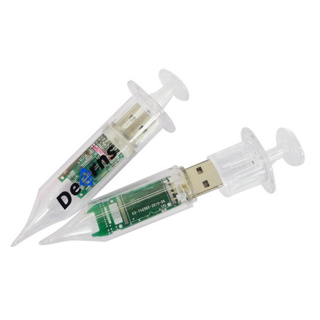 Medical Clinic Business Gift Customized Logo Printing 4GB 8GB Transparent Syringe Shaped Cle Usb Key Flash Drive Memory Stick