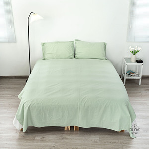 Premium Hotel <b>Bedding</b> High-Quality Cotton Washed Soft Breathable 4 PCS <b>Bedding</b> <b>Set</b> Young Rice Color Custom Size - Product Image 2