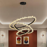Lustre LED en cristal, anneau doré, lampe de plafond pour chambre à coucher, lampe suspendue pour salle à manger, suspension moderne de luxe