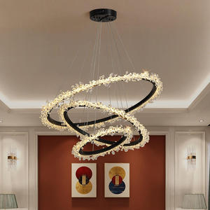 Lampadario <span class=keywords><strong>a</strong></span> LED in Cristallo con Anello Dorato, Lampada <span class=keywords><strong>a</strong></span> <span class=keywords><strong>Sospensione</strong></span> <span class=keywords><strong>per</strong></span> <span class=keywords><strong>Camera</strong></span> <span class=keywords><strong>da</strong></span> <span class=keywords><strong>Letto</strong></span> e Sala <span class=keywords><strong>da</strong></span> Pranzo, Lussuoso Lampadario Moderno - Product Image 2