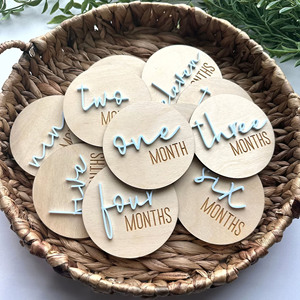 Tùy chỉnh Milestone đĩa bé Milestone Thẻ bé tắm quà tặng sơ sinh ảnh Prop 3D bằng gỗ Milestone thẻ - Product Image 2