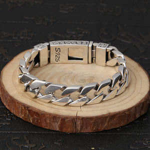 Nueva pulsera <span class=keywords><strong>de</strong></span> <span class=keywords><strong>palo</strong></span> <span class=keywords><strong>de</strong></span> diamante para hombre, seis caracteres, palabras verdaderas, pieza <span class=keywords><strong>de</strong></span> mano <span class=keywords><strong>de</strong></span> <span class=keywords><strong>plata</strong></span> tailandesa Retro personalizada, estilo Hip Hop - Product Image 4