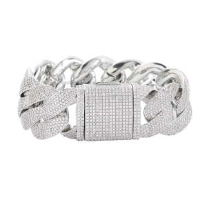 24Mm Wide <b>Cuban</b> Bracelet, Six Rows of Zirconium Rhombus <b>Cuban</b> Bracelet Copper Inlaid With Zirconium Tanjing Fashion - Product Image 4