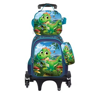 Set di 3 Pezzi Zaino Trolley Scolastico 3D per Bambini 16 Pollici con 2 Ruote, Zaino Studenti con Carrello - Product Image 6