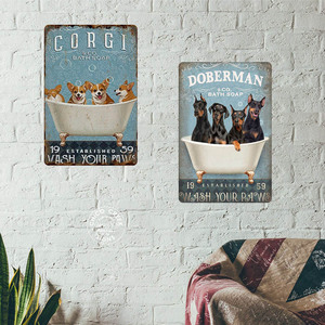 Soyez le premier à écrire un avis pour SHIH <span class=keywords><strong>TZU</strong></span> & CO. SAVONS DE BAIN LAVEZ VOS PATTES Vintage Métal Signe Pet Shop Salle De Bains Décoration Murale PITBULL Chien Rétro Tin Sign Wholesales - Product Image 2