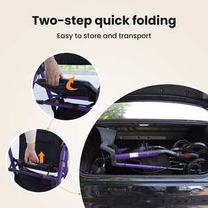 รถช่วยเดินแบบมีล้อสี่ล้อสำหรับผู้สูงอายุ พร้อมที่จับปรับระดับความสูงได้ พับเก็บได้ โครงอะลูมิเนียมน้ำหนักเบา - Product Image 6