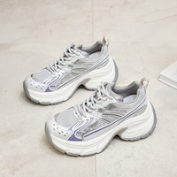 Chaussures de sport décontractées argentées 2026 - Nouvelles chaussures de sport épaisses en maille à lacets pour femmes - Chaussures à lacets