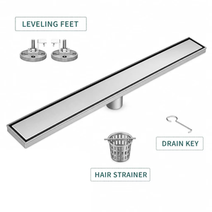 Sifone a pavimento invisibile rettangolare personalizzato in acciaio inox SUS 304 per <span class=keywords><strong>doccia</strong></span> hotel, con griglia a incasso per piastrelle, certificazione CE, ad alta portata - Product Image 1