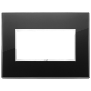 Vimar Wall <b>Switch</b> Black Glass Frame 1 Gang 1 Way With Chrome Trim - Product Image 1