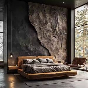 Wabi-sabi Style Homestay Double <b>Bed</b> 1.8m Villa Hotel Retro All Solid Wood Simple Custom Middle-aged Wooden 241225 Fabric Back Be - Product Image 4