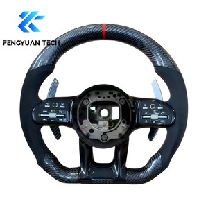 พวงมาลัยคาร์บอนไฟเบอร์ปรับแต่งเองได้สำหรับ Mercedes Benz A B C E S G W213 W205 C63รถ <span class=keywords><strong>CLA</strong></span> 180 AMG C300 GT GTR SUV ไม่มีถุงลมนิรภัย - Product Image 4