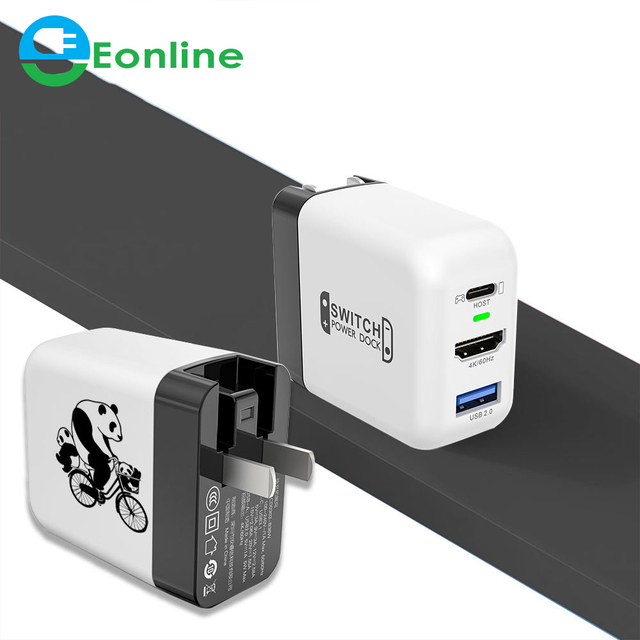 EONLINE Switch Dock for Nintendo Switch GaN 36W Fast Charger Portable TV Docking Station 4K HD-compatible for Laptops iPad Phone