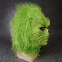 Halloween drôle monstre aux cheveux verts masque en latex NPC habiller Cosplay blague Thriller intimidation couvre-chef